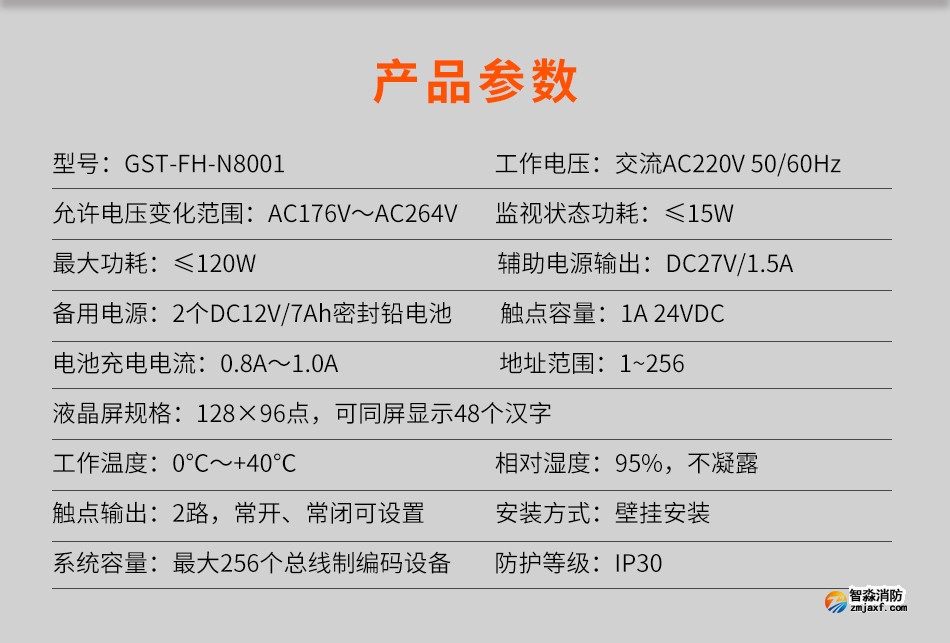GST-FH-N8001防火門監(jiān)控器產品參數