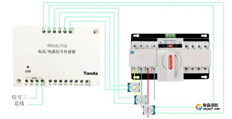 TP3121/TI2電壓/電流信號(hào)傳感器接線圖（電流部分）